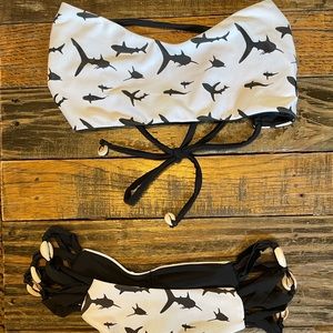 Indie Swim Shark Print Two Piece Bikini Size Small
